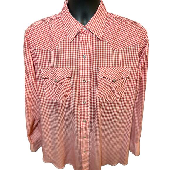 HbarC VTG California Western Pearl Snap Shirt Mens Size 17.5 34 Made in USA - Picture 1 of 10